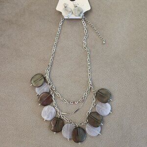 A&I Brown and Gray Earring and Necklace Set